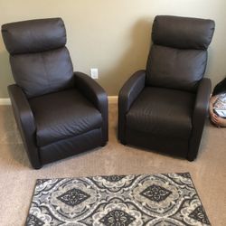 Two recliner leather chairs in pretty good shape very comfortable