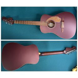 Fender Malibu Player Acoustic Electric Guitar, Burgundy Satin, Walnut Fingerboard