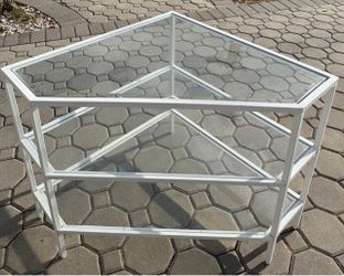 White glass tv stand