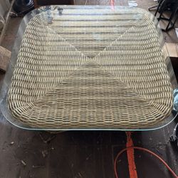 Wicker Coffee Table With Glass Top