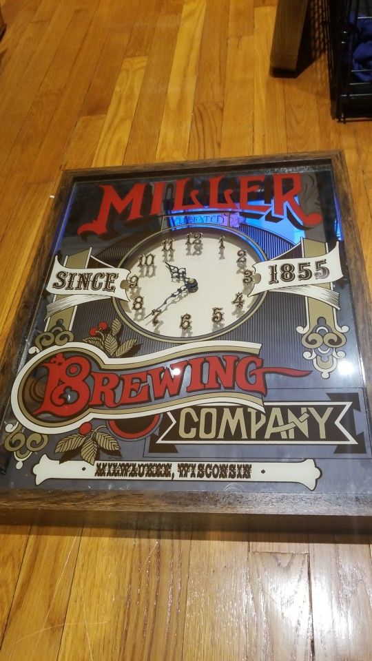 Miller Brewing Company Mirror Clock Sign for Sale in Mount Prospect, IL OfferUp