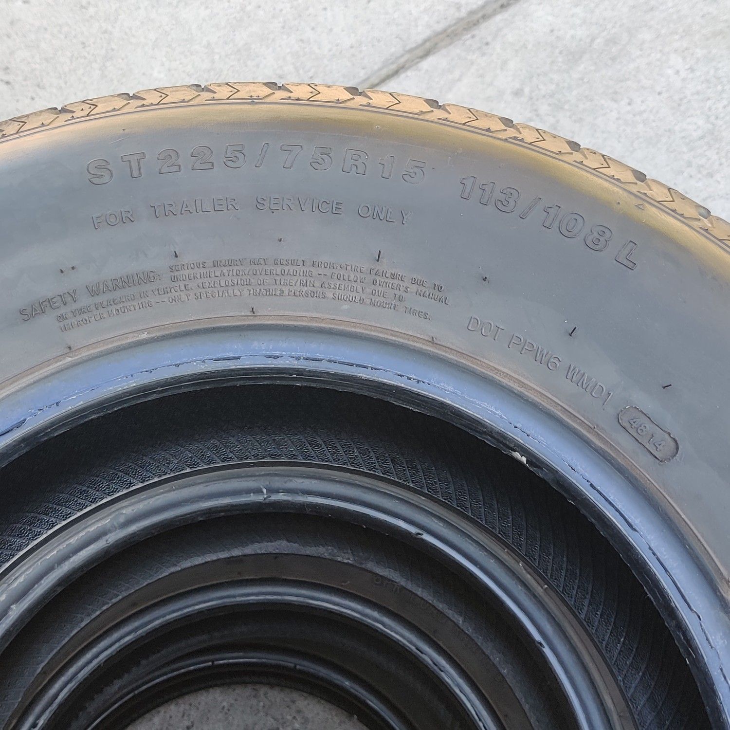 Trailer tires 70 percent tread rated D