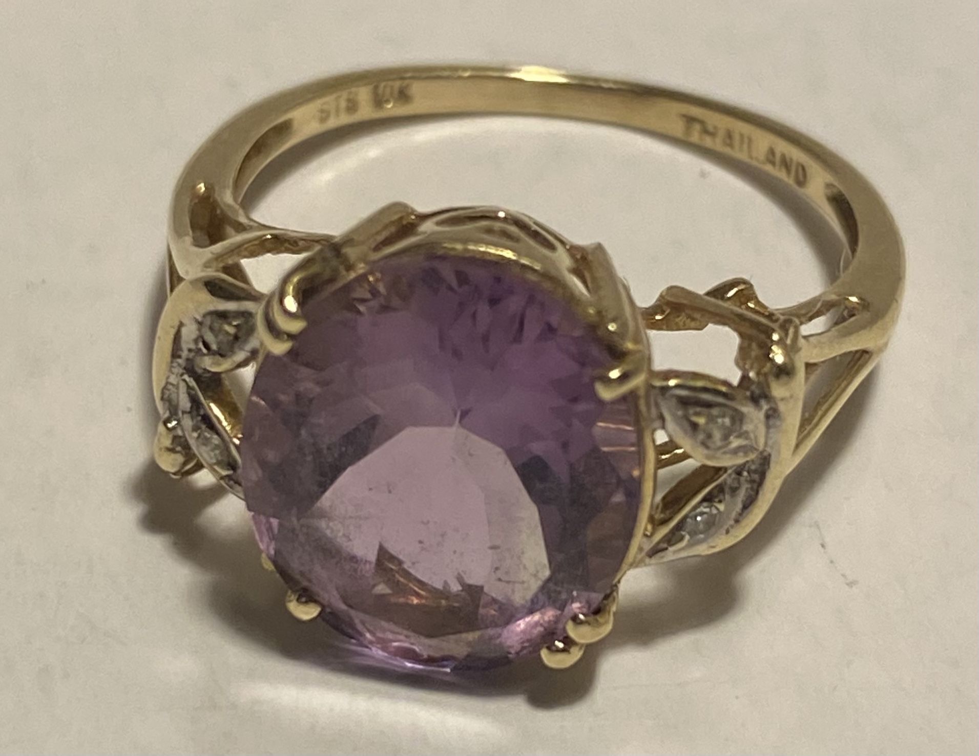 💍 10K Gold Ring with Amethyst – Made in Thailand (STS)