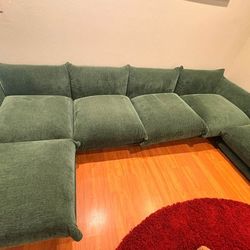 ✨ Modern Green Modular Sectional Sofa – 6 Seater ✨