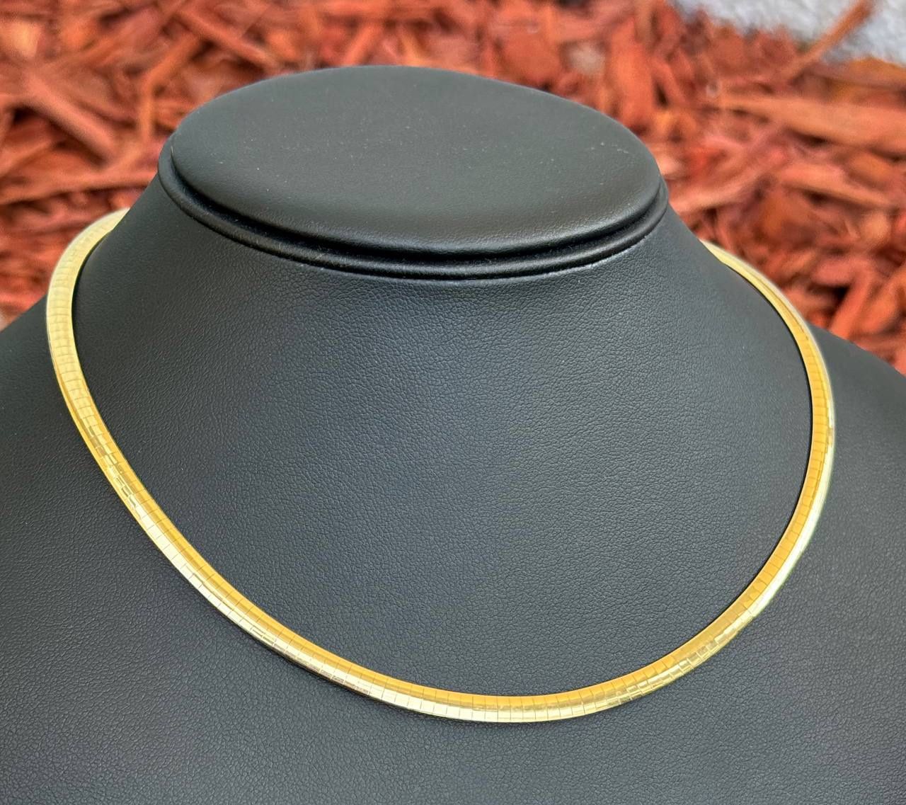 Jewelry 14k solid Yellow two tone Gold omega link 16.00” Chain necklace 20.60grams 4.00mm