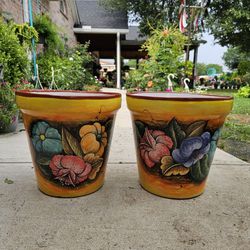 Authentic Mayolica Talavera Vase Yellow Clay Pots, Planters,Plants, Pottery. $65 each