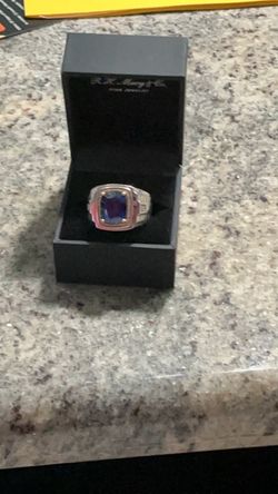 Sterling Silver Men’s Ring with Blue Sapphire and Gold Enamel