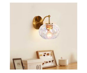 New box Gold Wall Sconce Brushed Brass Hammered Glass Shade