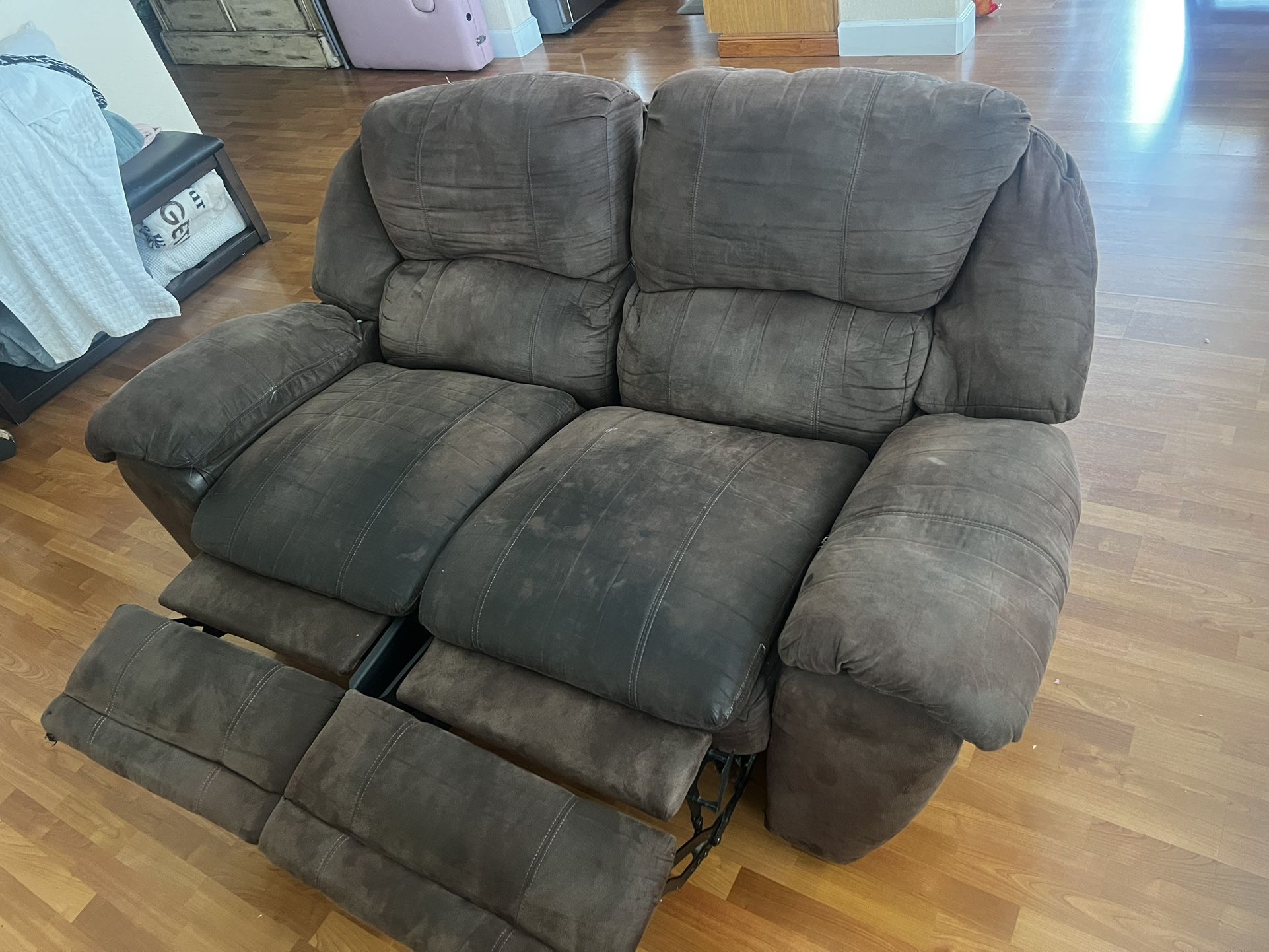 Reclining Sofa & Loveseat Set – Suede Fabric