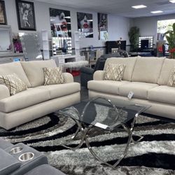 2PC Beige Sofa & Loveseat 🇺🇸American Made🇺🇸 Customizable To Any Color 