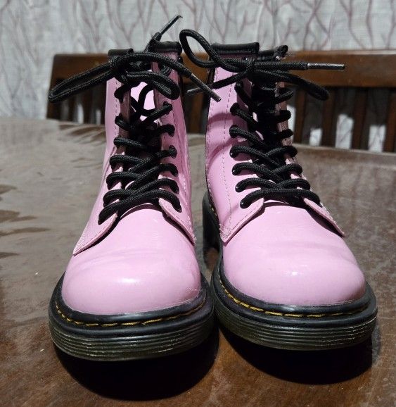 DR MARTENS 1460 T Pink Toddler Patent Leather Boots