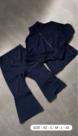 Navy Blue Athletic Two-Piece Set