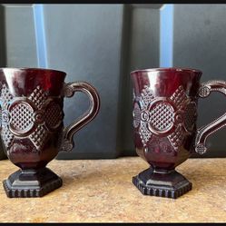 Royal ruby red, vintage Cape Cod pattern pressed glass from Avon.