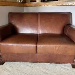 Leather sofa and loveseat