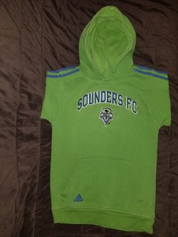SOUNDERS FC ADIDAS Sweater / Sweatshirt / Hoodie - cut-off sleeves - Sz- ( S- 8/CH-8 )
