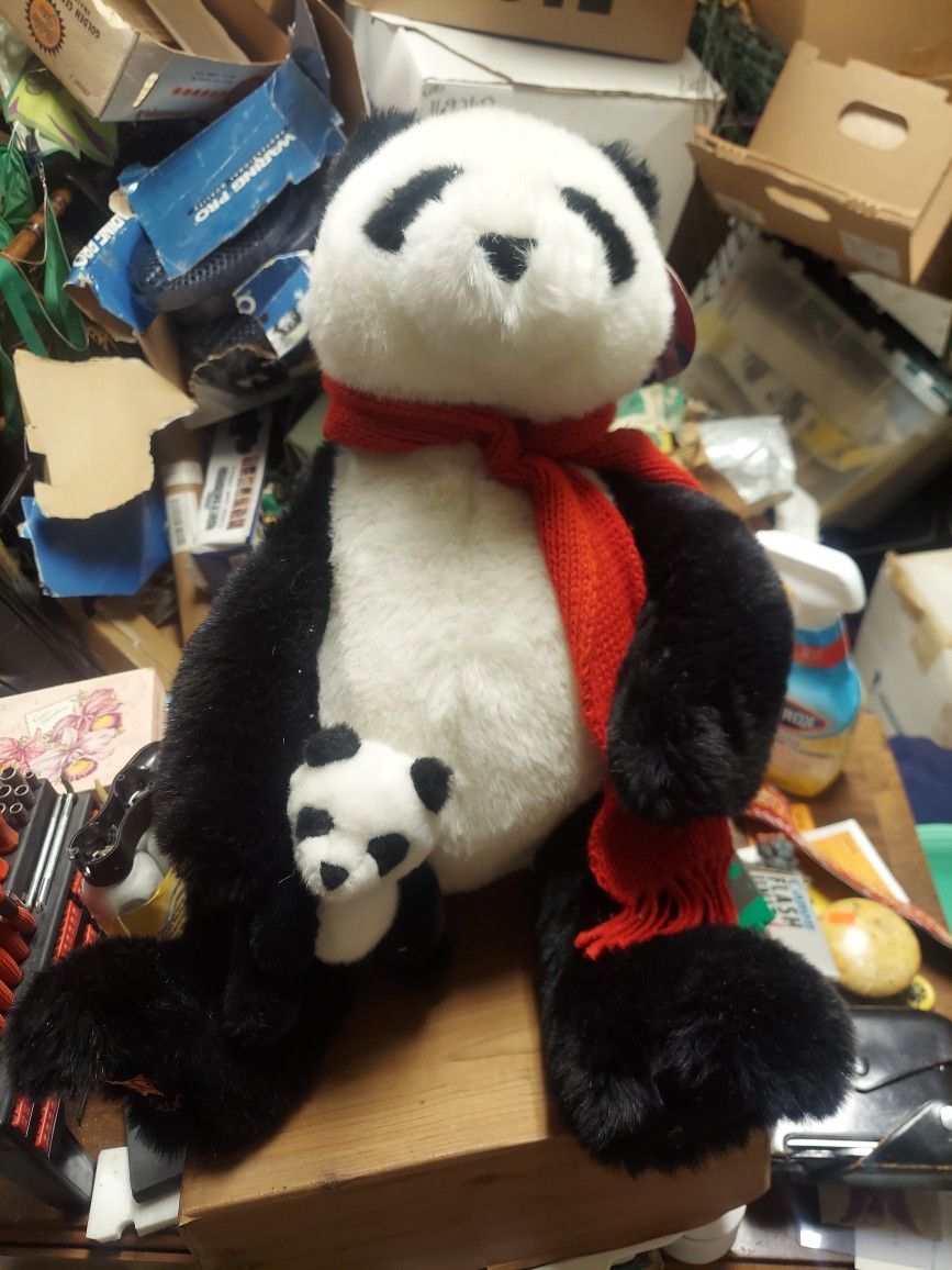 Vintage 2001 Gund Smithsonian Panda Bear And Cub Plush