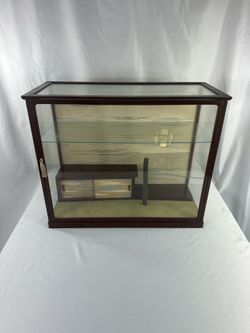 Vintage Japanese Glass Display Cabinet Shadow Box Showcase – Mid-Century Wood Curio