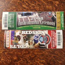 NFL HOF GAME & CEREMONY 2008 COLTS VS REDSKINS TICKET STUBS P MANNING ON FRONT 