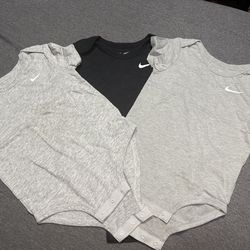 3 Nike Shirt Onesies – 24 Months – 2 Gray & 1 Black – Great Condition