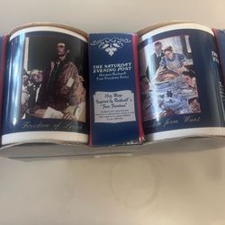 NEW 4 Norman Rockwell Saturday Evening Post Freedom Series 10oz Mugs 