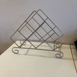 Wine Rack Chrome Steel Triangular Shaped Wine Rack 15.75” x 6.5” x 13”H