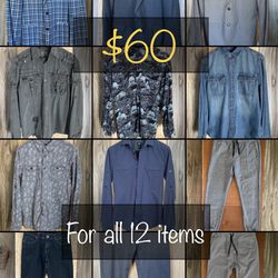 For all 12 men’s clothing items (pick up only)  Get all 12 items for less than I have them posted for individually