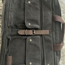 Baosha Canvas Leather Contrast Messenger Bag