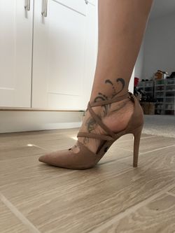 Women’s Blush Suede Strappy Heels – Size 7.5