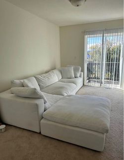 White Modular Sectional Sofa with Ottoman