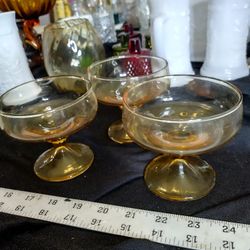 3 Beautiful Vintage Amber Glasses