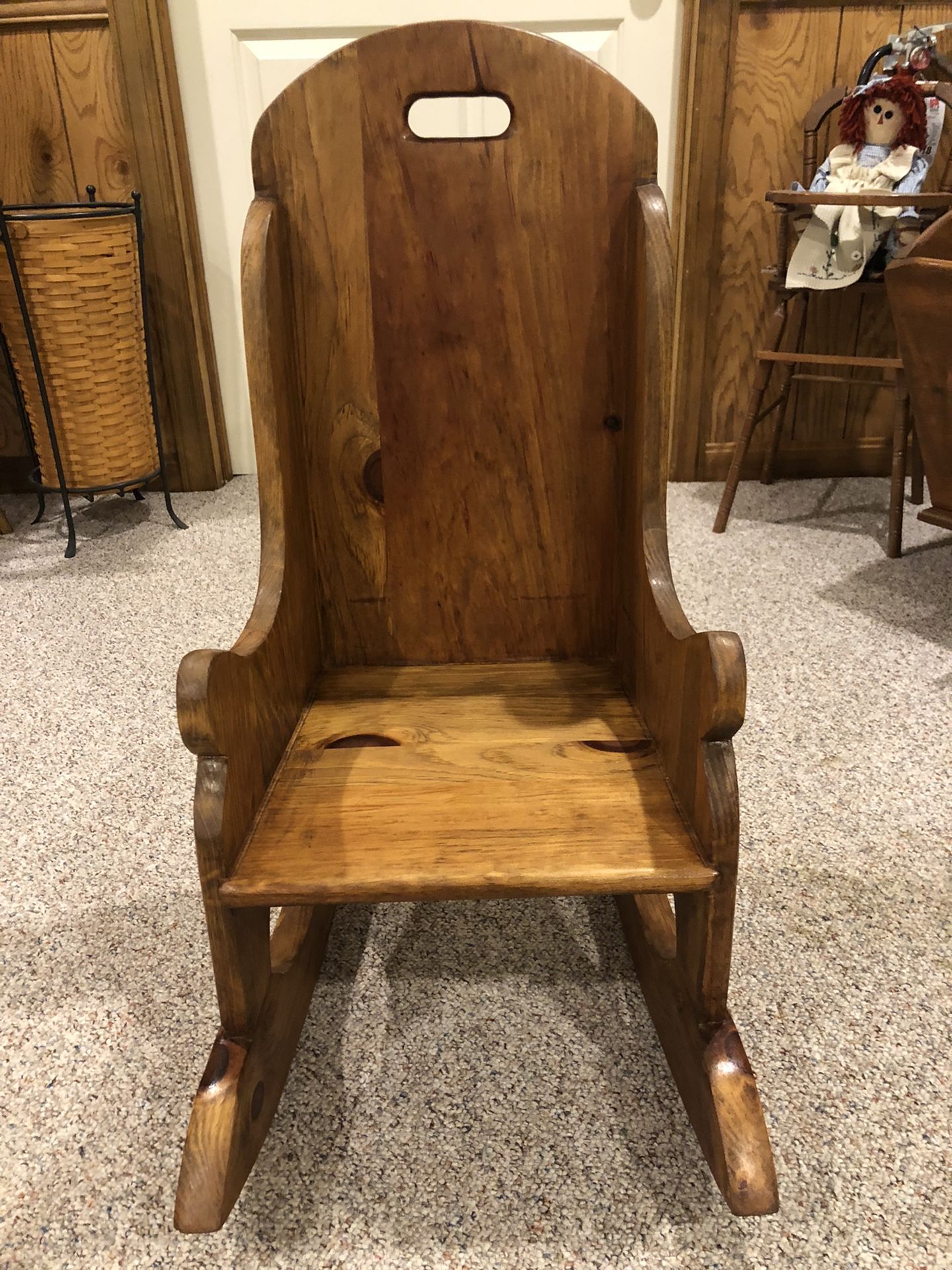 Childs High Back wood Rocker