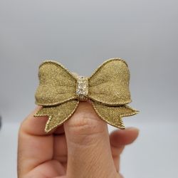 Vintage Gold Crystal Bow Brooch