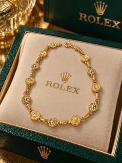 Gold 18k Rolex Gold-Tone Crown Medallion Link Bracelet 18k ley 750