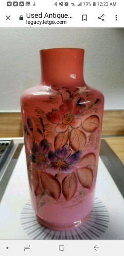 Antique Victorian Bristol Vases X 2 Hand Painted