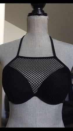 Women’s sexy black net bikini top padded Small