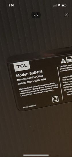 TCL 50 Inch Tv With Burnt Backlight Issue Free