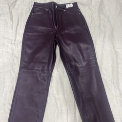 Plum Faux Leather Pants Women 