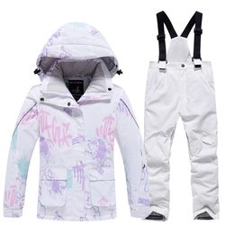 Girls /Youth Thick Warm Snowsuit Hooded Ski Jacket Pants 2 Pcs Set Size-16