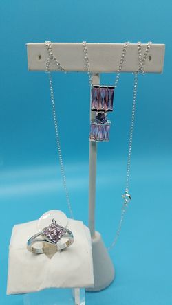 .925 Rose quartz pendent and ring