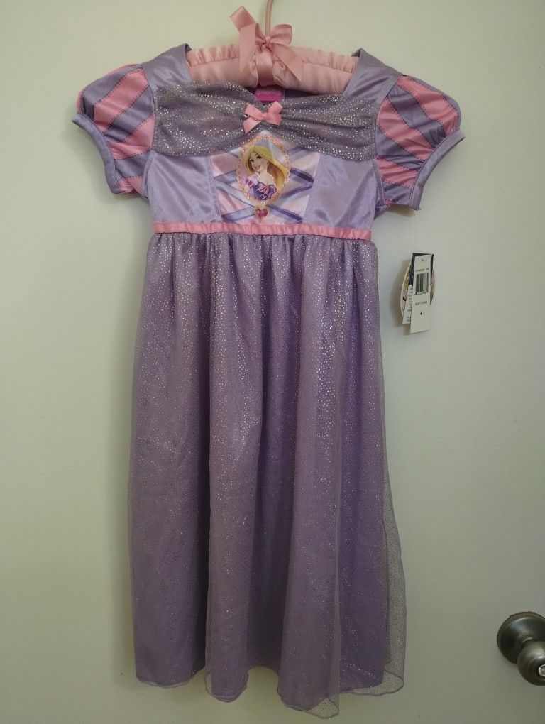 NEW Disney Princess Nightgown Tangled Rapunzel Fancy Sparkly Night Dress Sz 4