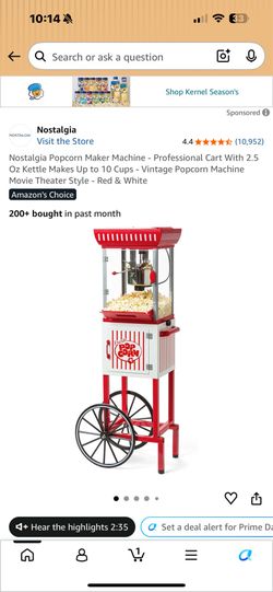 Nostalgia popcorn popper and 15 bags of popcorn
