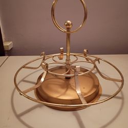 Vintage Gold Metal Caddy Glass Bowl Holders 