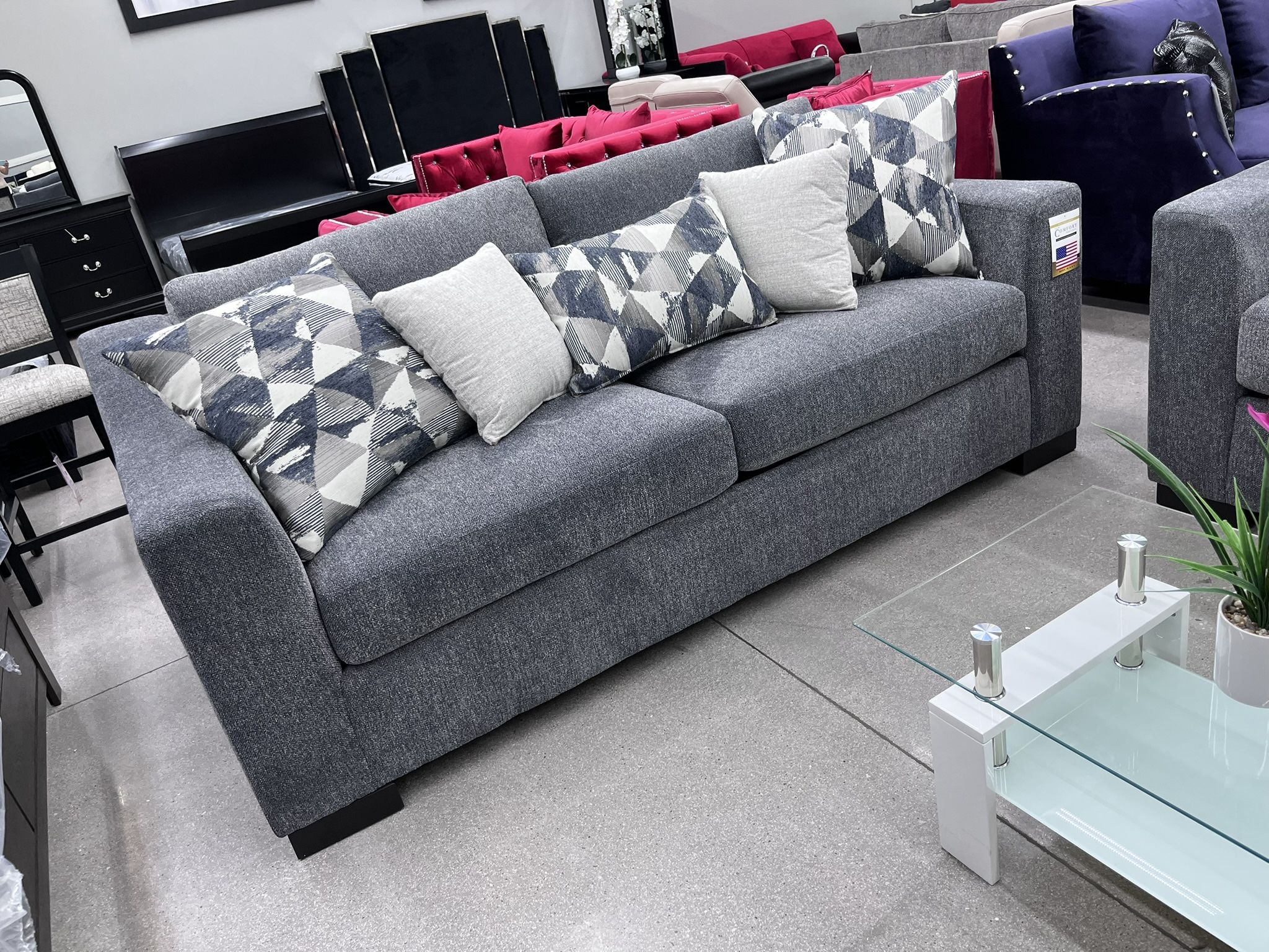 2pc Living Room Set đź©¶ Grey Fabric