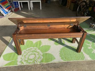 Rustic Wooden Bench with Lift-Top Storage Furniture