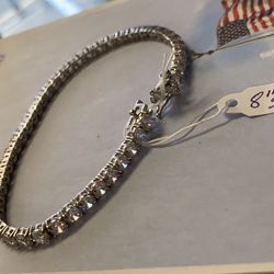 Sterling Silver With Cz Stones Braclet ///new 