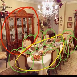 Solid Wood French Colonial Dining Set + Buffet