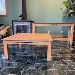 Southwestern Style Handmade Solid White Oak Coffee Table And Console Table
