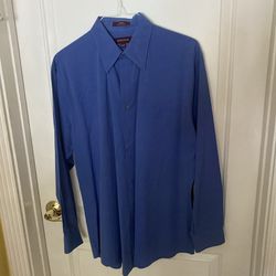 NORDSTROM 16 1/2 - 35 Long Sleeve Blue  Shirt Button Up Mens