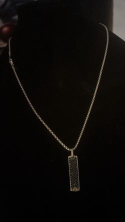 Men's Sterling Silver & 18K Gold Black Sapphire Pendant Necklace EFFY