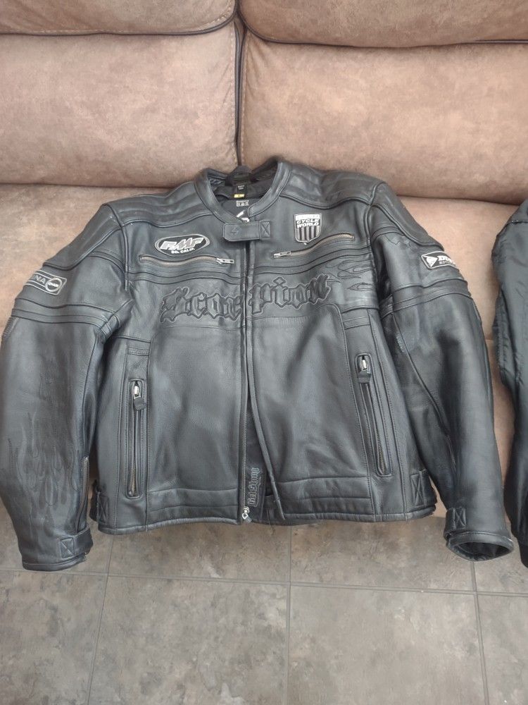 Leather Exo Skeletal Scorpion Motorcycle Jacket - Large